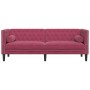 Sofá Chesterfield 3 plazas con cojines terciopelo rojo tinto de , Sofás - Ref: Foro24-372697, Precio: 297,83 €, Descuento: %