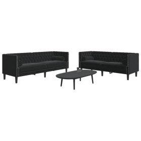 Set de sofás Chesterfield con cojines 2 piezas terciopelo negro de , Sofás - Ref: Foro24-3209296, Precio: 573,29 €, Descuento: %