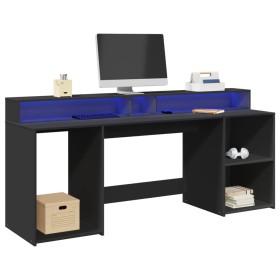 Engineered wood black desk with LED light 200x55x91 cm by , Desks - Ref: Foro24-3309439, Price: 221,99 €, Discount: %