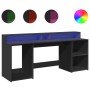 Engineered wood black desk with LED light 200x55x91 cm by , Desks - Ref: Foro24-3309439, Price: 204,53 €, Discount: %