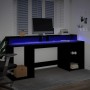 Escritorio con luz LED madera ingeniería negro 200x55x91 cm de , Escritorios - Ref: Foro24-3309439, Precio: 204,53 €, Descuen...