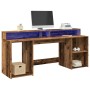 Engineered aged wood desk with LED lights 200x55x91 cm by , Desks - Ref: Foro24-3309445, Price: 192,90 €, Discount: %