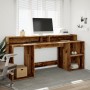 Engineered aged wood desk with LED lights 200x55x91 cm by , Desks - Ref: Foro24-3309445, Price: 192,90 €, Discount: %