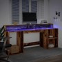 Engineered aged wood desk with LED lights 200x55x91 cm by , Desks - Ref: Foro24-3309445, Price: 192,90 €, Discount: %