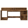 Engineered aged wood desk with LED lights 200x55x91 cm by , Desks - Ref: Foro24-3309445, Price: 192,90 €, Discount: %