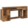 Engineered aged wood desk with LED lights 200x55x91 cm by , Desks - Ref: Foro24-3309445, Price: 192,90 €, Discount: %