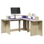 Escritorio con LED madera ingeniería roble Sonoma 152x152x91 cm de , Escritorios - Ref: Foro24-3309458, Precio: 194,57 €, Des...