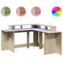 Engineered oak Sonoma wood desk with LED lights, 152x152x91 cm. by , Desks - Ref: Foro24-3309458, Price: 194,57 €, Discount: %