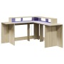 Engineered oak Sonoma wood desk with LED lights, 152x152x91 cm. by , Desks - Ref: Foro24-3309458, Price: 194,57 €, Discount: %