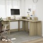 Engineered oak Sonoma wood desk with LED lights, 152x152x91 cm. by , Desks - Ref: Foro24-3309458, Price: 194,57 €, Discount: %