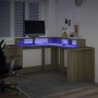 Escritorio con LED madera ingeniería roble Sonoma 152x152x91 cm de , Escritorios - Ref: Foro24-3309458, Precio: 194,57 €, Des...