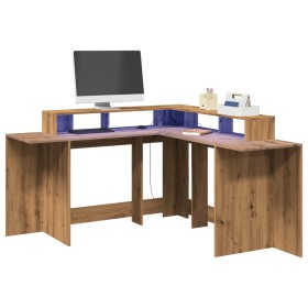 Schreibtisch mit LED-Beleuchtung aus Holz, handgefertigt, 152x152x91 cm. von , Schreibtische - Ref: Foro24-3309464, Preis: 17...