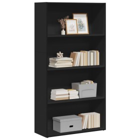 Engineered wood black shelf 80x30x152 cm by , Bookcases and shelves - Ref: Foro24-857941, Price: 81,19 €, Discount: %