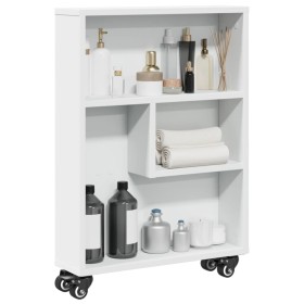 Narrow white wooden storage cart 48x13x68 cm by , Bookcases and shelves - Ref: Foro24-855223, Price: 45,36 €, Discount: %