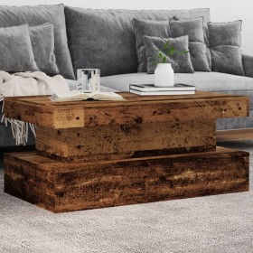 Aged wood coffee table with LED lights 90x50x40 cm by , Coffee table - Ref: Foro24-857714, Price: 97,04 €, Discount: %