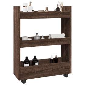 Narrow storage cart 3 levels brown oak wood by , Kitchen and dining carts - Ref: Foro24-855256, Price: 53,99 €, Discount: %