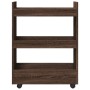 Narrow storage cart 3 levels brown oak wood by , Kitchen and dining carts - Ref: Foro24-855256, Price: 55,31 €, Discount: %