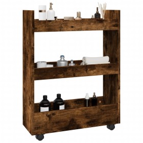 Narrow storage cart 3 levels smoked oak wood by , Kitchen and dining carts - Ref: Foro24-855254, Price: 51,75 €, Discount: %