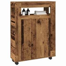 Narrow bathroom cabinet with aged wood and wheels by , Lockers and storage cabinets - Ref: Foro24-855275, Price: 103,98 €, Di...