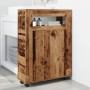 Schmaler Badezimmerschrank mit Rollen und gealtertem Holz. von , Schließfächer und Lagerschränke - Ref: Foro24-855275, Preis:...