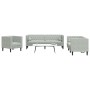 Chesterfield sofa set with 3 light gray velvet cushions. by , Sofas - Ref: Foro24-3209281, Price: 739,50 €, Discount: %