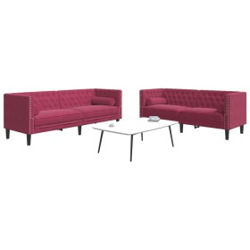 Chesterfield sofa set with 2-piece red velvet cushions. by , Sofas - Ref: Foro24-3209295, Price: 574,99 €, Discount: %