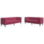 Set sofás Chesterfield con cojines 2 pzas terciopelo rojo tinto de , Sofás - Ref: Foro24-3209295, Precio: 572,69 €, Descuento: %