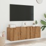 Wall-mounted TV units, 2 units, handmade oak, 60x30x41 cm by , Closets and storage - Ref: Foro24-857665, Price: 70,06 €, Disc...