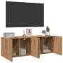 Wall-mounted TV units, 2 units, handmade oak, 60x30x41 cm by , Closets and storage - Ref: Foro24-857665, Price: 70,06 €, Disc...