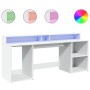 Desk with LED light, engineered wood, white, 200x55x91 cm by , Desks - Ref: Foro24-3309438, Price: 190,37 €, Discount: %