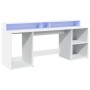 Desk with LED light, engineered wood, white, 200x55x91 cm by , Desks - Ref: Foro24-3309438, Price: 190,37 €, Discount: %