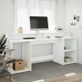 Desk with LED light, engineered wood, white, 200x55x91 cm by , Desks - Ref: Foro24-3309438, Price: 190,37 €, Discount: %