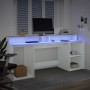 Desk with LED light, engineered wood, white, 200x55x91 cm by , Desks - Ref: Foro24-3309438, Price: 190,37 €, Discount: %