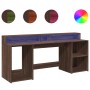 Desk with LED lights, engineered wood in brown oak, 200x55x91 cm by , Desks - Ref: Foro24-3309444, Price: 198,71 €, Discount: %