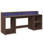 Desk with LED lights, engineered wood in brown oak, 200x55x91 cm by , Desks - Ref: Foro24-3309444, Price: 198,71 €, Discount: %