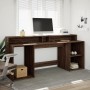 Desk with LED lights, engineered wood in brown oak, 200x55x91 cm by , Desks - Ref: Foro24-3309444, Price: 198,71 €, Discount: %