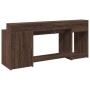 Desk with LED lights, engineered wood in brown oak, 200x55x91 cm by , Desks - Ref: Foro24-3309444, Price: 198,71 €, Discount: %