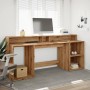 Engineered oak artisan wood desk with LED lights, 200x55x91cm by , Desks - Ref: Foro24-3309446, Price: 192,90 €, Discount: %