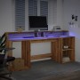 Escritorio con LED madera ingeniería roble artisian 200x55x91cm de , Escritorios - Ref: Foro24-3309446, Precio: 192,90 €, Des...