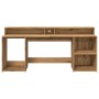 Engineered oak artisan wood desk with LED lights, 200x55x91cm by , Desks - Ref: Foro24-3309446, Price: 192,90 €, Discount: %