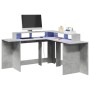 Desk with LED lights, engineered wood, gray concrete finish, 152x152x91cm. by , Desks - Ref: Foro24-3309459, Price: 177,74 €,...