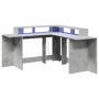 Desk with LED lights, engineered wood, gray concrete finish, 152x152x91cm. by , Desks - Ref: Foro24-3309459, Price: 177,74 €,...