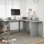 Desk with LED lights, engineered wood, gray concrete finish, 152x152x91cm. by , Desks - Ref: Foro24-3309459, Price: 177,74 €,...