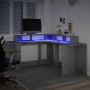 Schreibtisch mit LED-Beleuchtung, Holz, graue Ingenieurwissenschaft, Beton, 152x152x91 cm. von , Schreibtische - Ref: Foro24-...