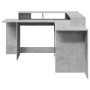 Desk with LED lights, engineered wood, gray concrete finish, 152x152x91cm. by , Desks - Ref: Foro24-3309459, Price: 177,74 €,...