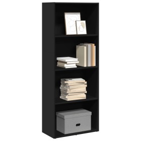 Estantería de madera de ingeniería negra 60x30x152 cm de , Librerías y estanterías - Ref: Foro24-857909, Precio: 75,24 €, Des...