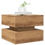 Mesa de centro con luces LED roble artisian 50x50x40 cm de , Mesas de centro - Ref: Foro24-857717, Precio: 66,99 €, Descuento: %