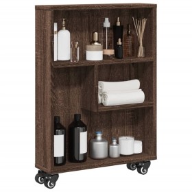 Narrow storage cart in brown oak wood 48x13x68 cm by , Bookcases and shelves - Ref: Foro24-855229, Price: 45,99 €, Discount: %