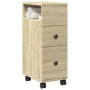 Narrow bathroom cabinet with wheels in Sonoma oak wood. by , Lockers and storage cabinets - Ref: Foro24-855234, Price: 54,62 ...