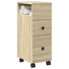 Narrow bathroom cabinet with wheels in Sonoma oak wood. by , Lockers and storage cabinets - Ref: Foro24-855234, Price: 54,70 ...